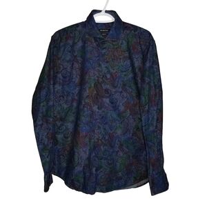 Bugatchi Long Sleeve Cotton Shaped Fit Button Up Label Reads Size Medium